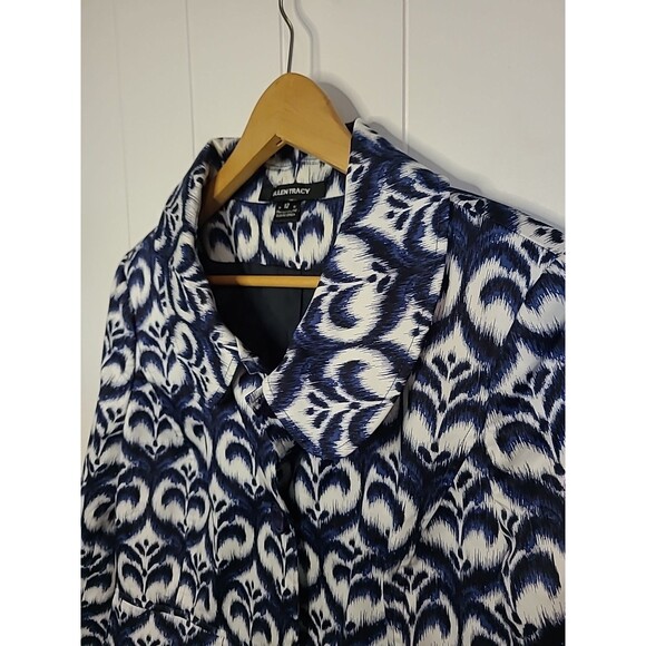 Ellen Tracy Cardigan Jacket Womens Size 12 Blue White Office Career Boho Fall - Picture 4 of 8